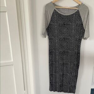 LuLaRoe Black and Gray Midi Dress